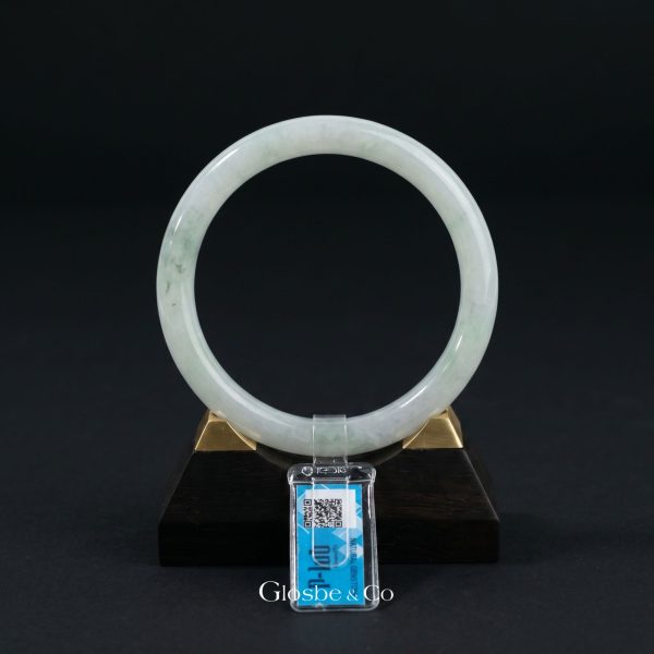Vòng Ngọc Phỉ Thuý Bản Tròn Bạch Ngọc Điểm Xanh Glosbe & Co - VNG29 - 05