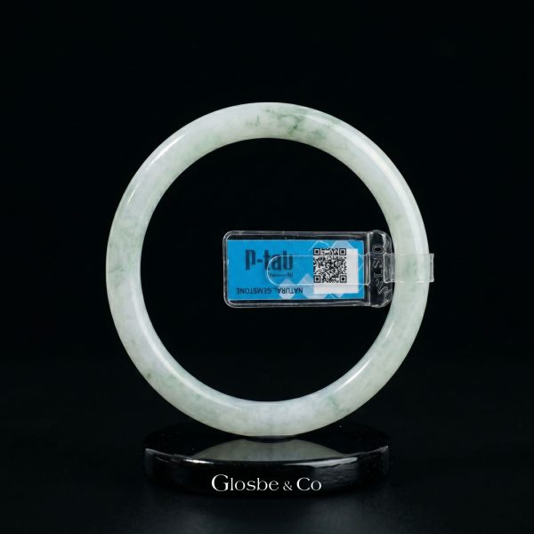 Vòng Ngọc Phỉ Thuý Bản Tròn Bạch Ngọc Điểm Xanh Glosbe & Co - VNG29 - 05