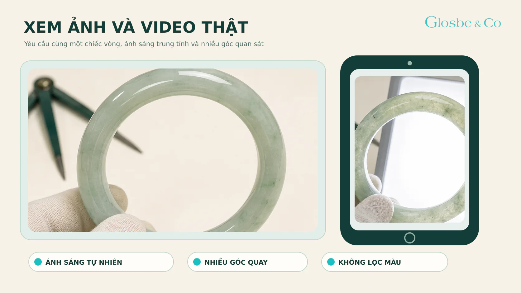 Xem ảnh video thật của vòng ngọc dưới ánh sáng tự nhiên