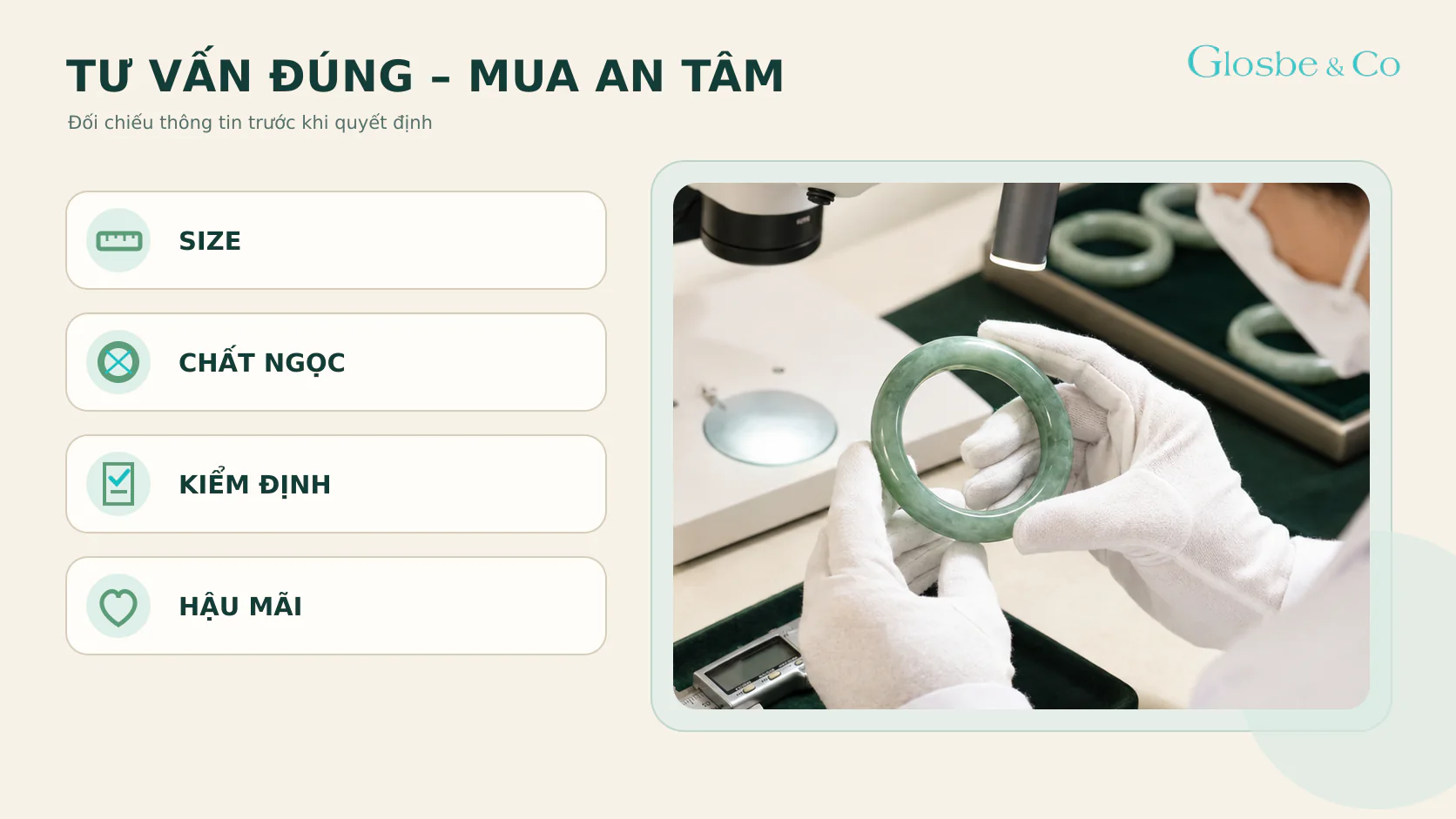 Tư vấn size, chất ngọc, kiểm định